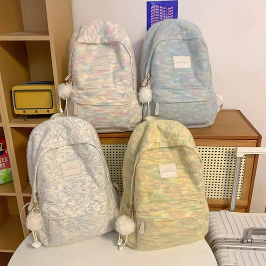 Cute Color Gradient School Backpack - Large Capacity Shoulder Rucksack for Girls