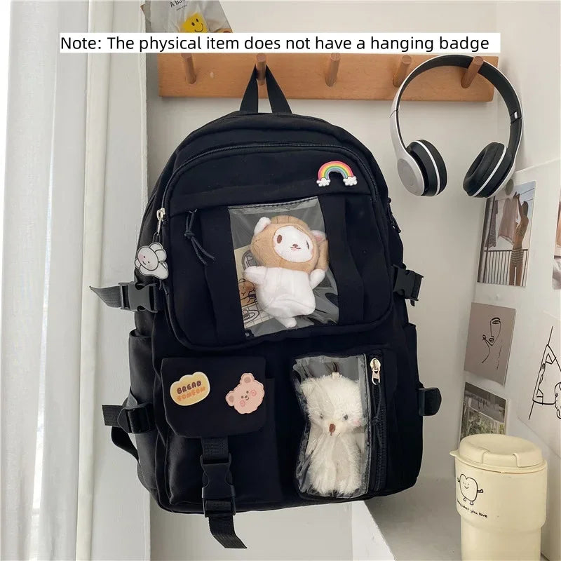 Korean Style Cute Campus Student Backpack - Large Capacity Laptop Bag for Girls