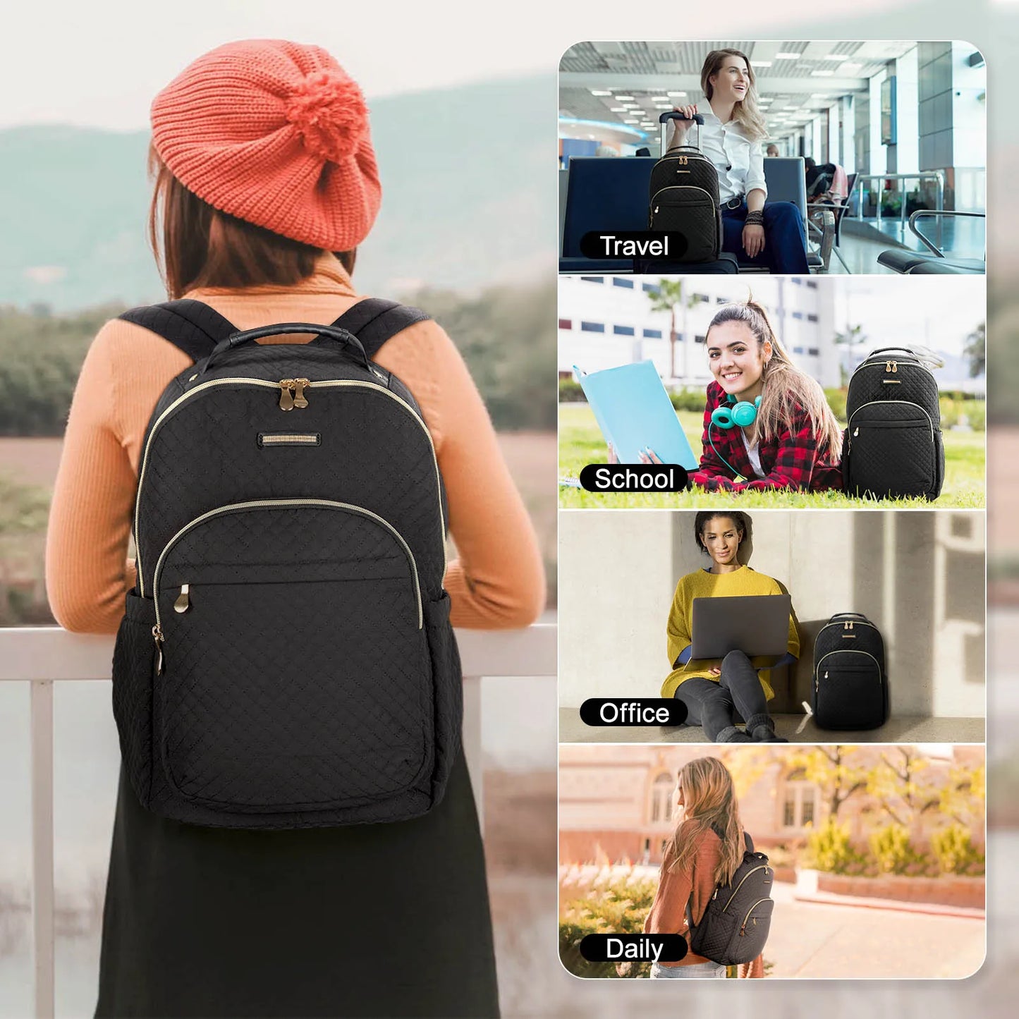 15.6 Inch Waterproof Laptop Backpack with USB Charging Port - Anti-Theft Travel Bag