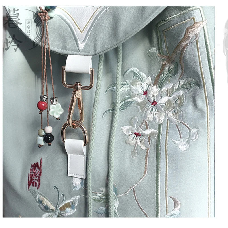 15 Inch Retro Backpack - Handmade Embroidery Canvas Laptop Bag