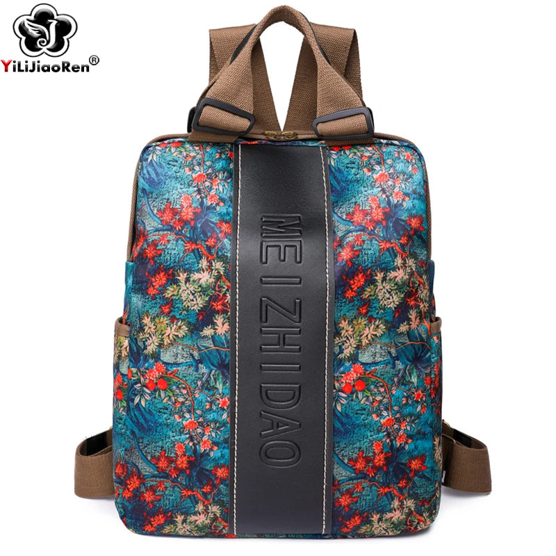 Fashion Designer Canvas Rucksack - Large Travel and School Backpack for Women and Students