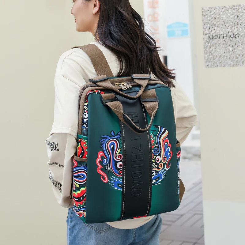 Fashion Designer Canvas Rucksack - Large Travel and School Backpack for Women and Students