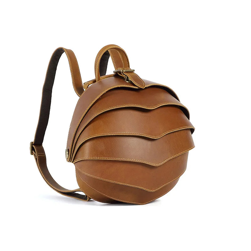 Handmade Vintage Beetle Backpack - Genuine Top-Grain Cowhide Leather Daypack