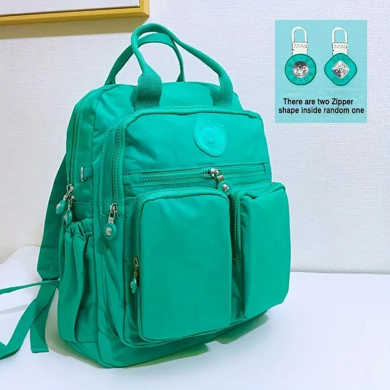 Fashion Waterproof Nylon Backpack - Multi-Pocket Travel School Laptop Bag for Women