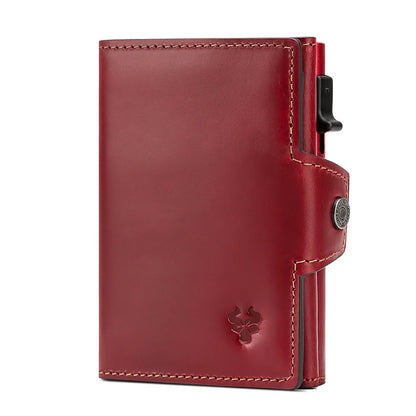 Smart Pop Up RFID Card Wallet - Genuine Leather Slim Card Case with Coin Purse