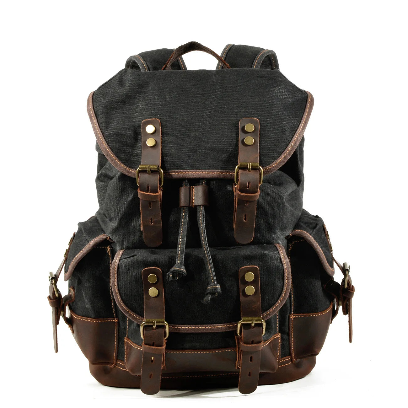 Outdoor Canvas Leather Backpack - Large Capacity Travel and Climbing Bag for Men