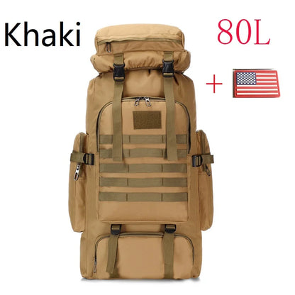 80L/100L Mountaineering Tactical Backpack - Large Climbing Bag for Hiking & Camping