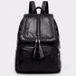 2024 Women's PU Leather Backpack - Classic Black Waterproof Travel Multi-Function School Bag
