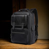 Leather Laptop Backpack for Men - Waterproof Vintage Business Travel Bag