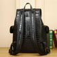 Crocodile Pattern Leather Travel Backpack - Large Capacity Bag for Men and Teenagers
