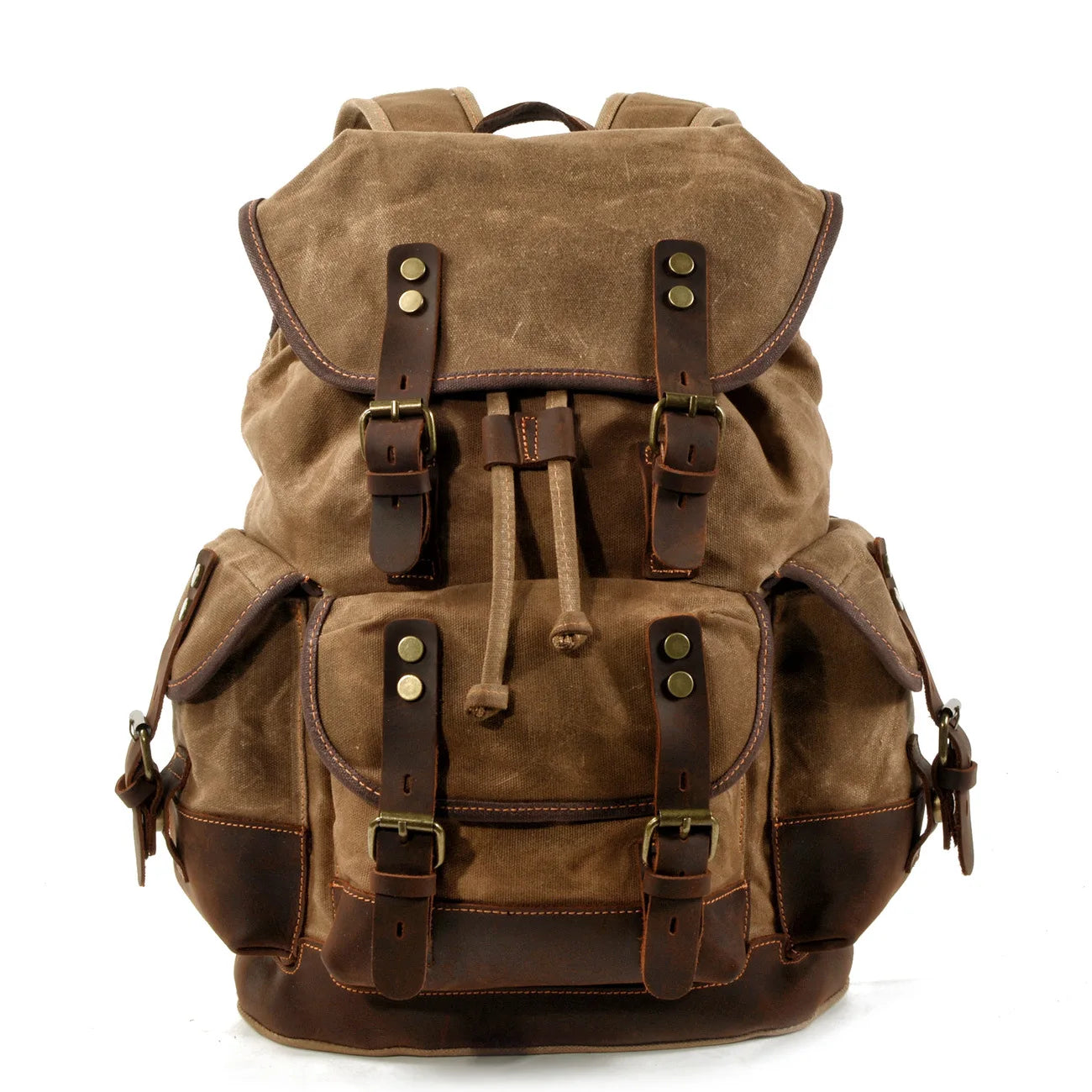 Outdoor Canvas Leather Backpack - Large Capacity Travel and Climbing Bag for Men