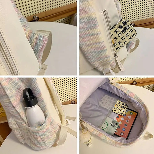 Cute Color Gradient School Backpack - Large Capacity Shoulder Rucksack for Girls