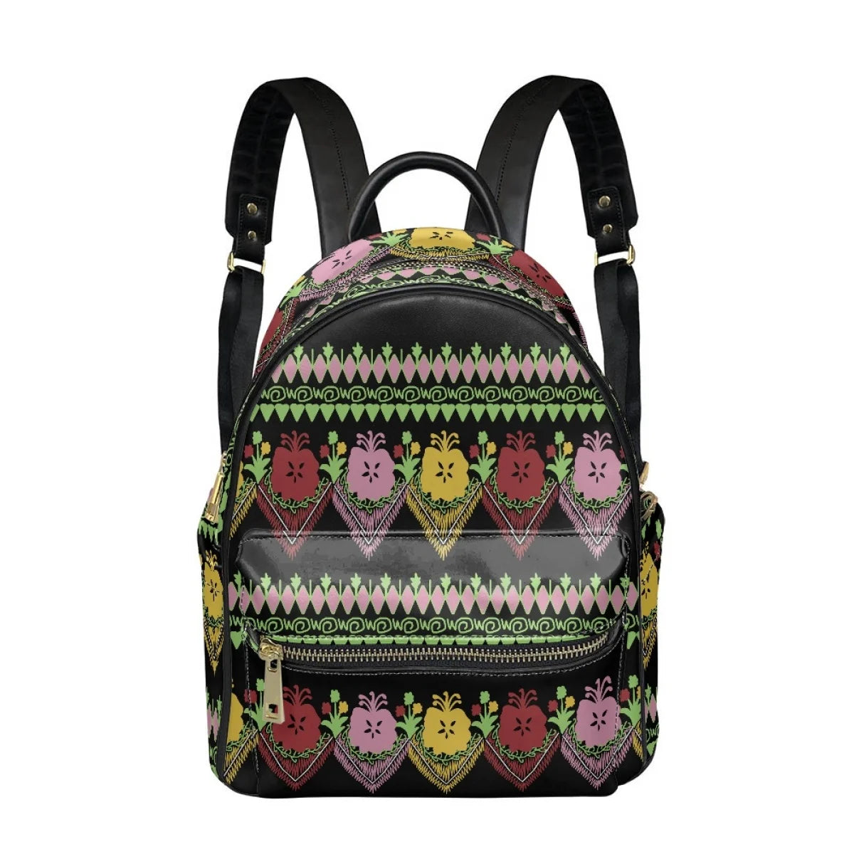 Fashion Floral Print PU Leather Backpack - Stylish Bag for Women and Teenage Girls