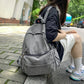 Gray Denim Backpack - Leisure Travel Shoulder Bag for Women Boys and Girls