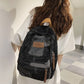 Trendy Cool Patch Denim Backpack - Large Capacity College Laptop Bag