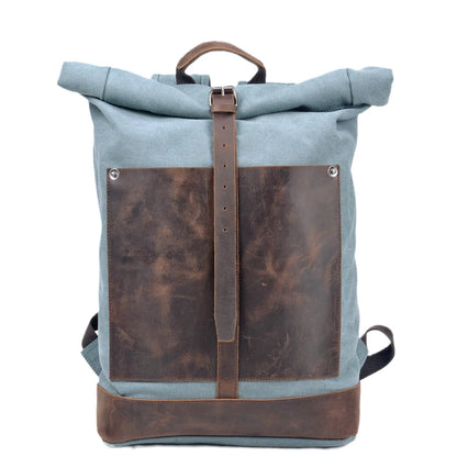 Top Quality Canvas & Cowhide Travel Backpack - 16 Inch Laptop Bag
