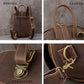 Handmade Vintage Beetle Backpack - Genuine Top-Grain Cowhide Leather Daypack
