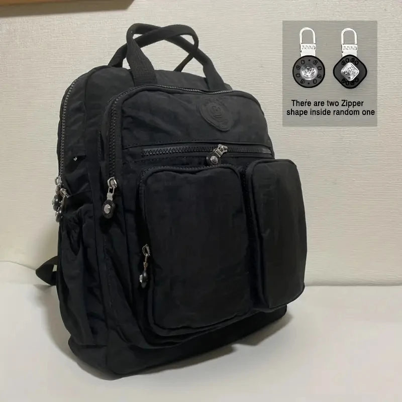 Fashion Waterproof Nylon Backpack - Multi-Pocket Travel School Laptop Bag for Women