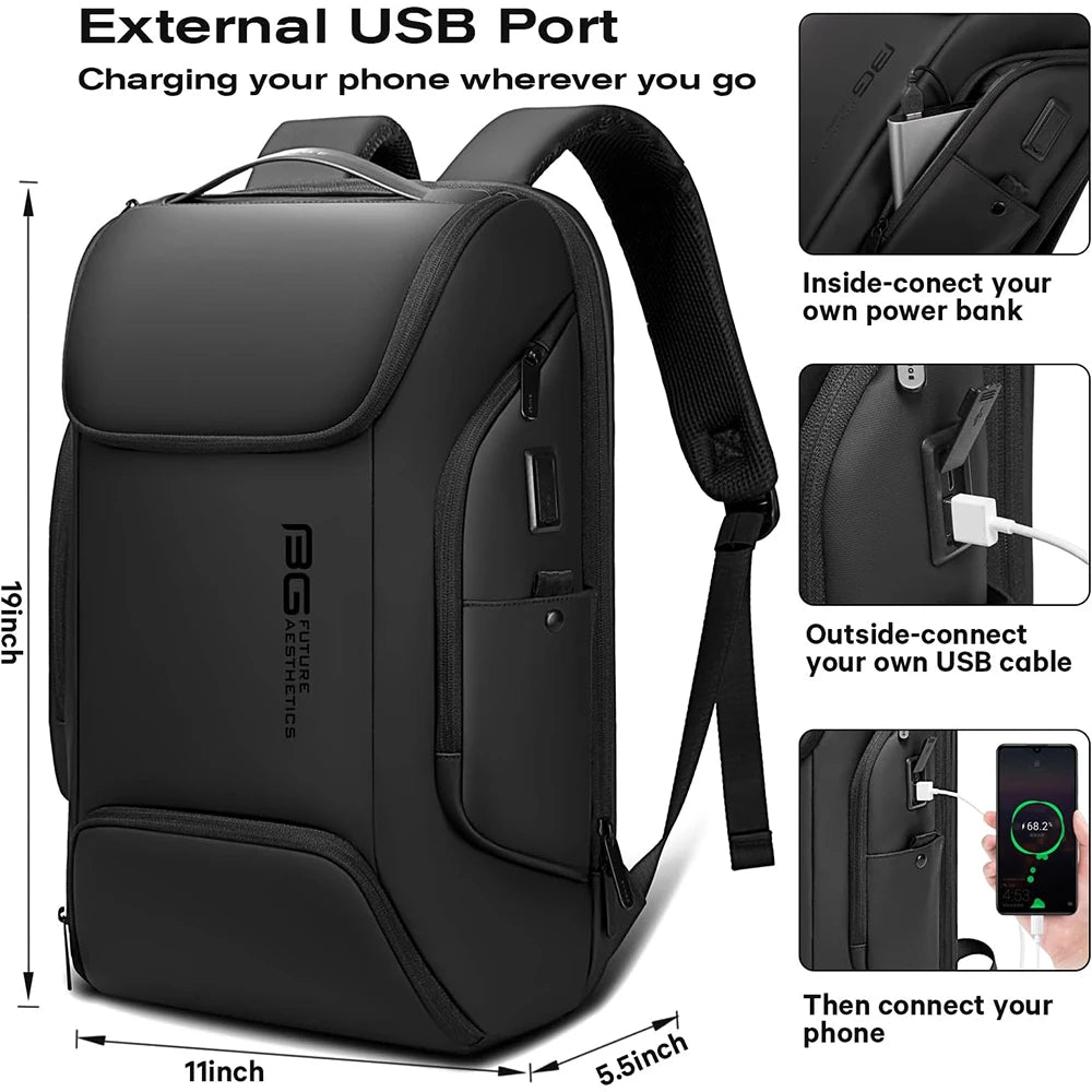 Business USB Charging Smart Backpack - 15.6 Inch Laptop Commute Bag for Men