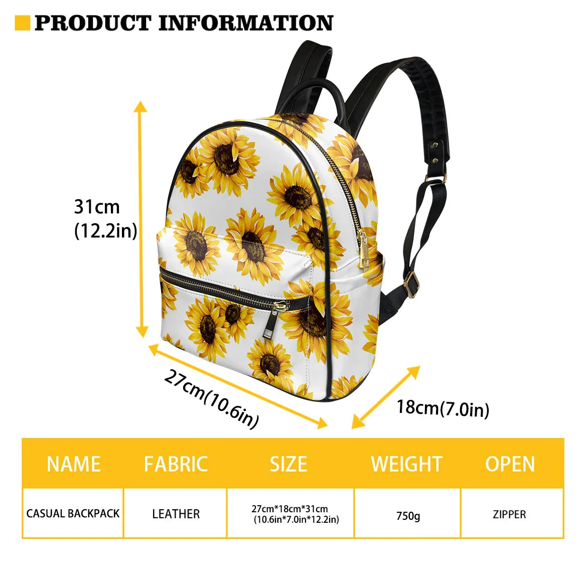 Fashion Floral Print PU Leather Backpack - Stylish Bag for Women and Teenage Girls