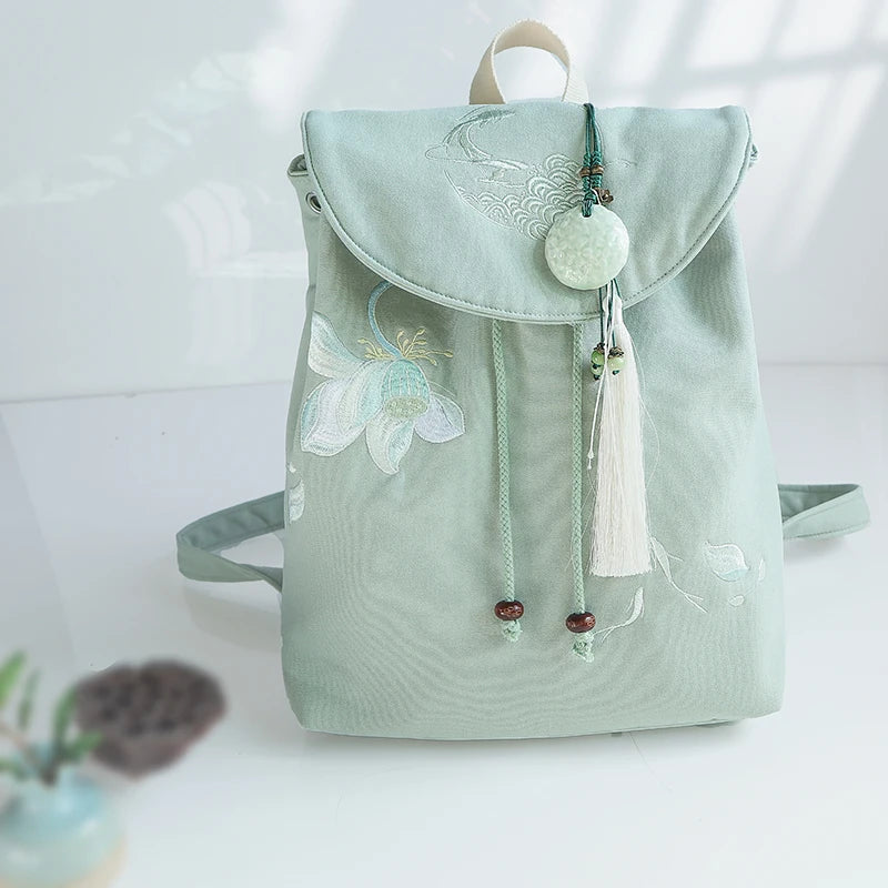 15 Inch Retro Backpack - Handmade Embroidery Canvas Laptop Bag