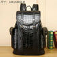 Crocodile Pattern Leather Travel Backpack - Large Capacity Bag for Men and Teenagers