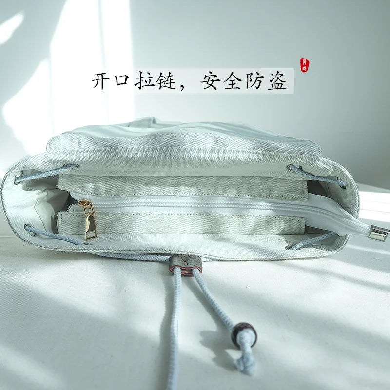 15 Inch Retro Backpack - Handmade Embroidery Canvas Laptop Bag