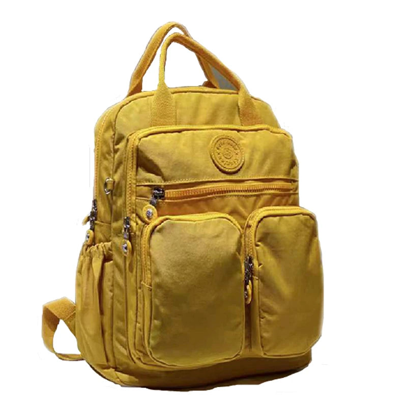 Fashion Waterproof Nylon Backpack - Multi-Pocket Travel School Laptop Bag for Women