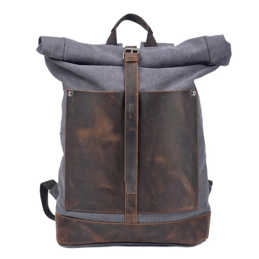 Top Quality Canvas & Cowhide Travel Backpack - 16 Inch Laptop Bag
