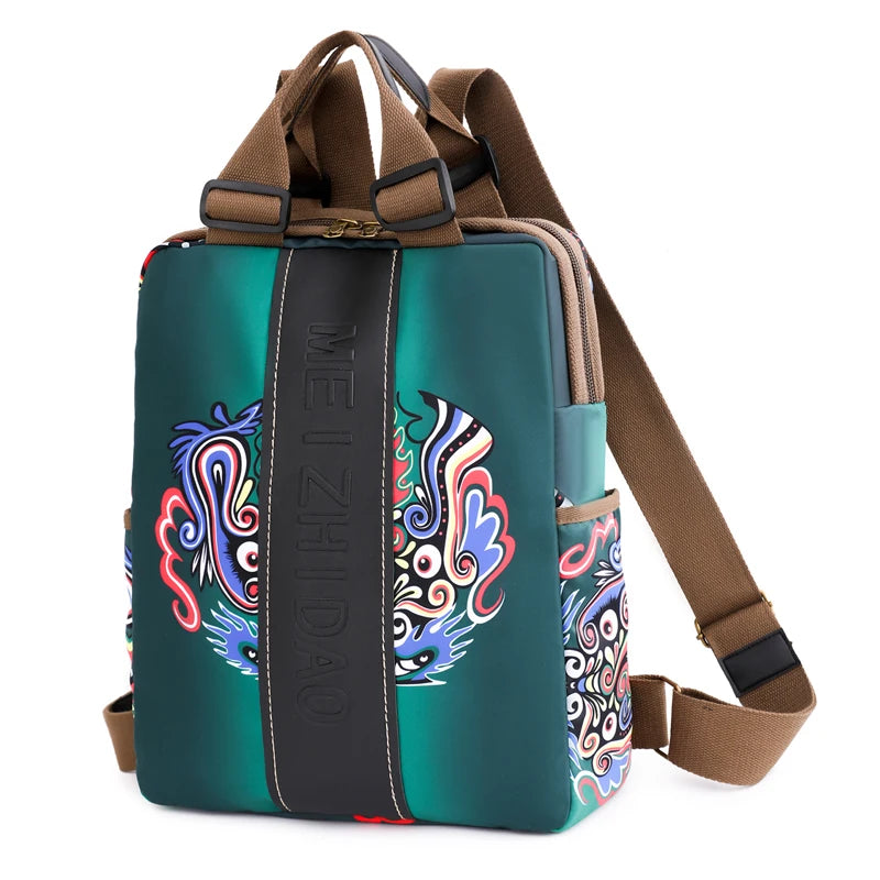 Fashion Designer Canvas Rucksack - Large Travel and School Backpack for Women and Students