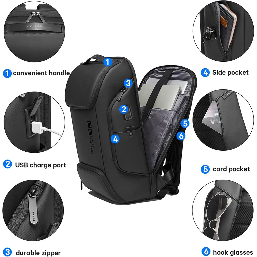 Business USB Charging Smart Backpack - 15.6 Inch Laptop Commute Bag for Men