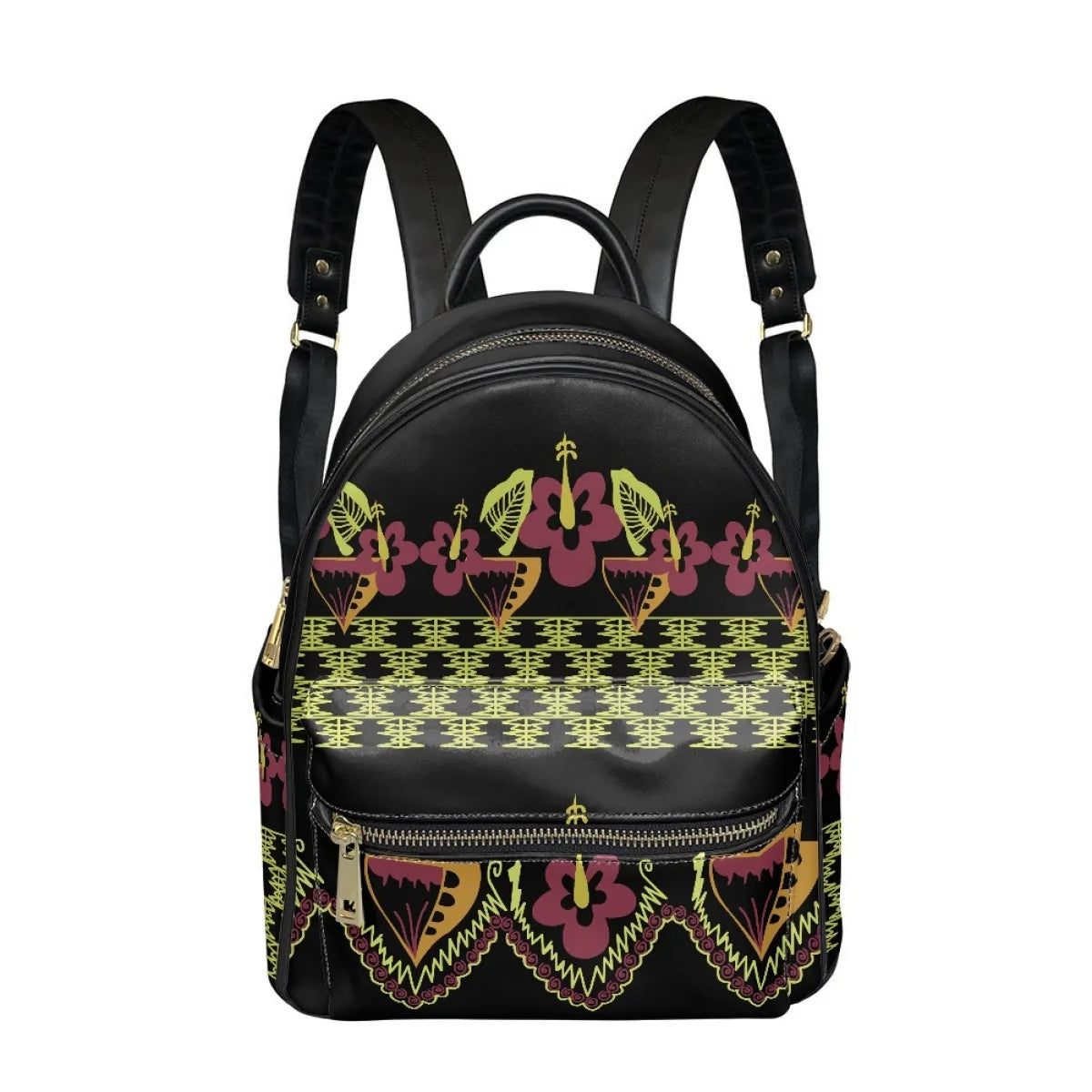 Fashion Floral Print PU Leather Backpack - Stylish Bag for Women and Teenage Girls