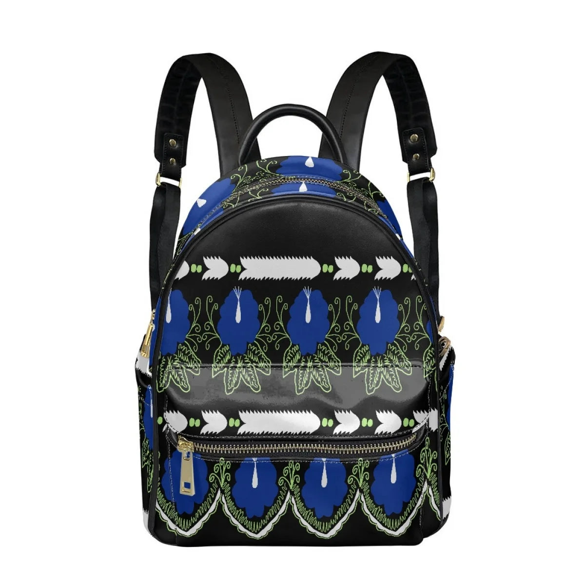 Fashion Floral Print PU Leather Backpack - Stylish Bag for Women and Teenage Girls