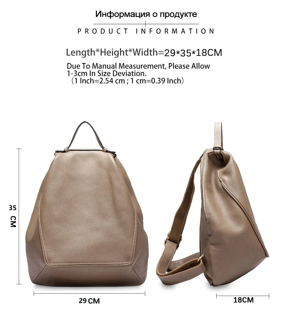 Genuine Leather Classic Backpack - Stylish Knapsack Satchel Purse for Women