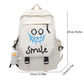 Pocket Front Preppy Style Nylon Backpack - Kawaii Large Capacity School Bag