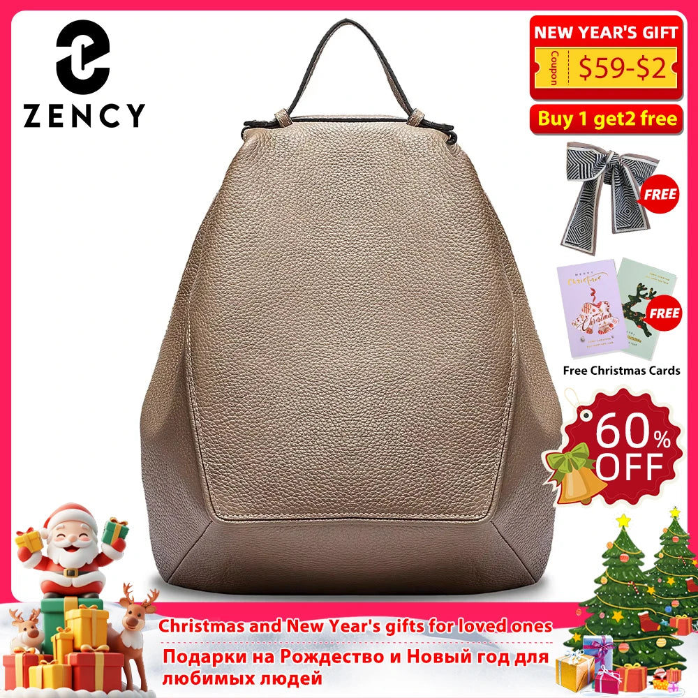 Genuine Leather Classic Backpack - Stylish Knapsack Satchel Purse for Women