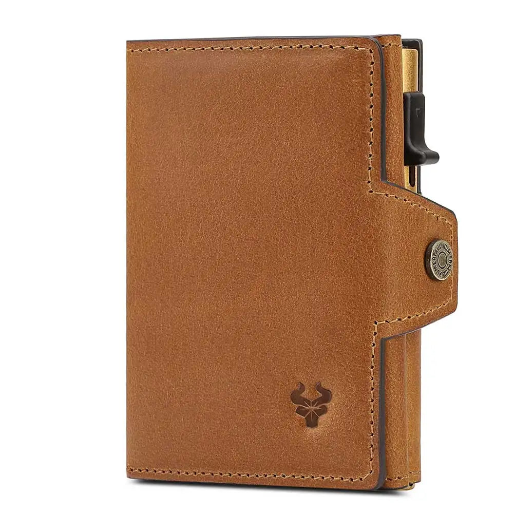 Smart Pop Up RFID Card Wallet - Genuine Leather Slim Card Case with Coin Purse