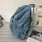 Gray Denim Backpack - Leisure Travel Shoulder Bag for Women Boys and Girls