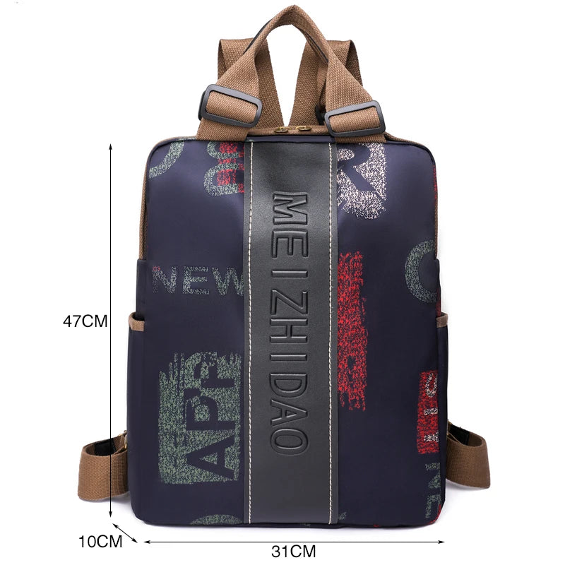 Fashion Designer Canvas Rucksack - Large Travel and School Backpack for Women and Students