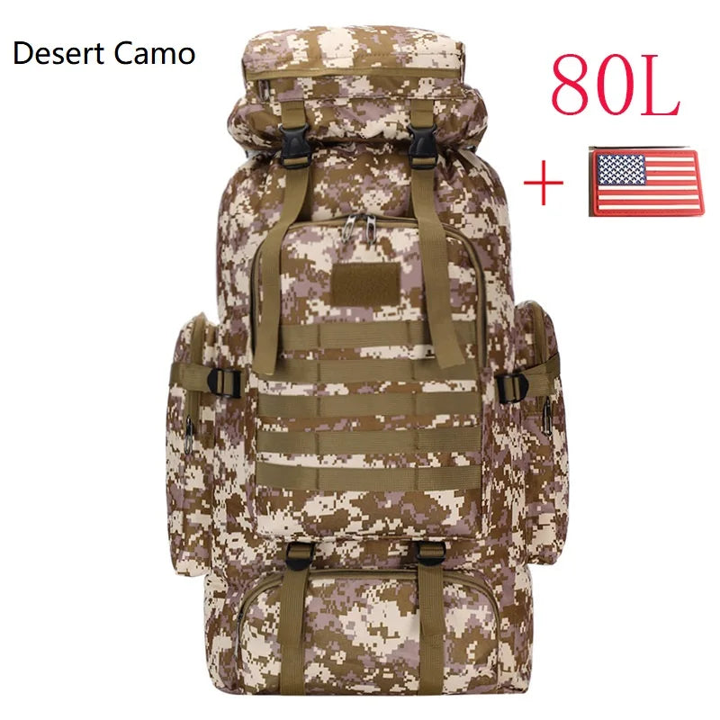 80L/100L Mountaineering Tactical Backpack - Large Climbing Bag for Hiking & Camping