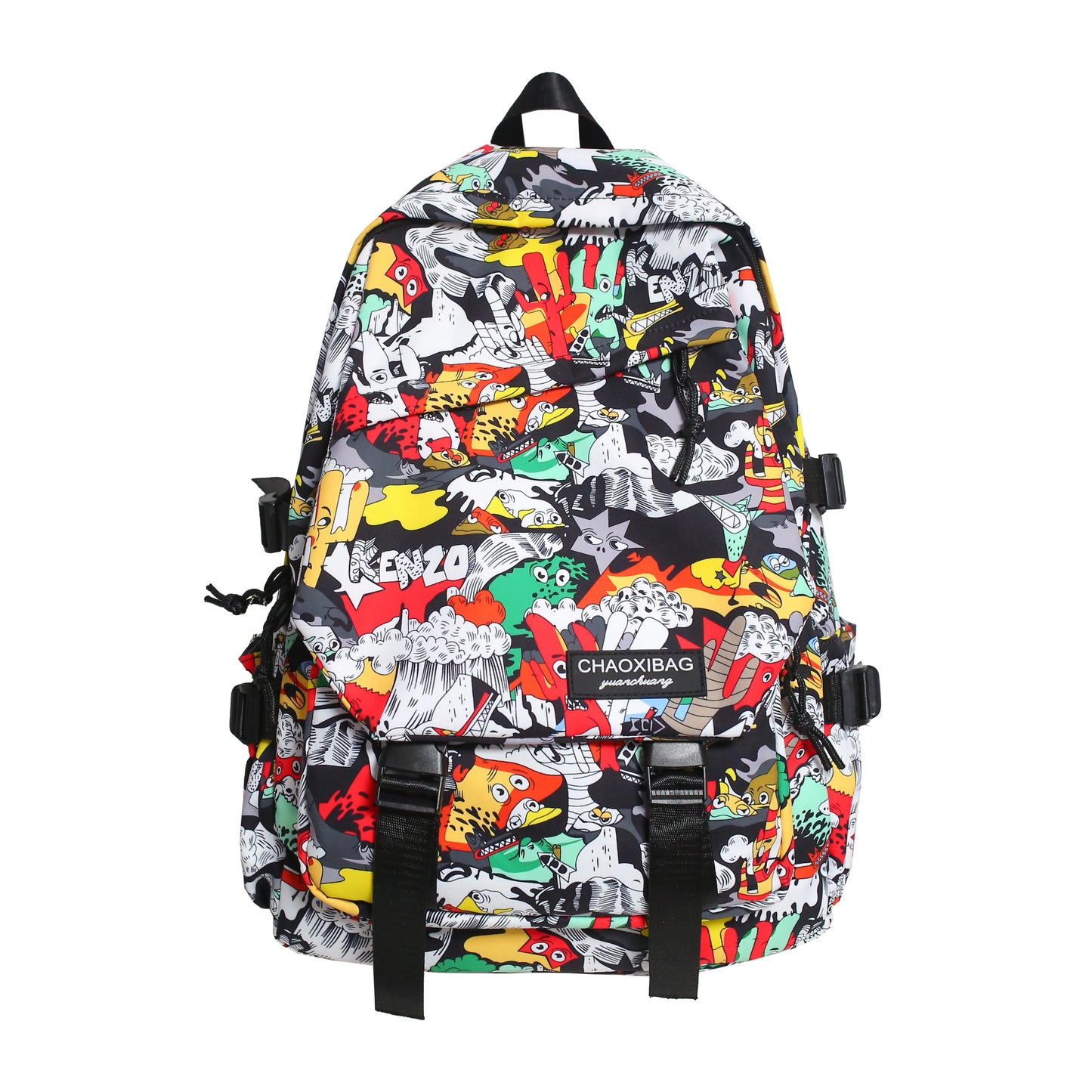 Harajuku Graffiti Print Backpack - Fashion Nylon Laptop School Bag for Students