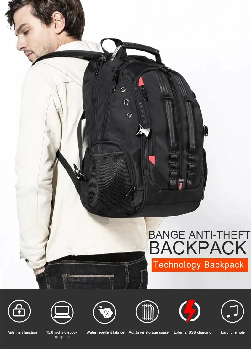 45L Travel Backpack with USB Port - 15.6 Inch Laptop Anti-Theft Bag for Teens
