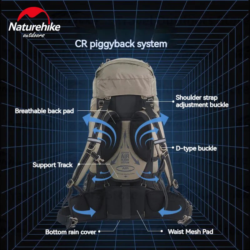 70L+5L Waterproof Hiking Backpack - Lightweight Mountaineering & Camping Pack with Rain Cover