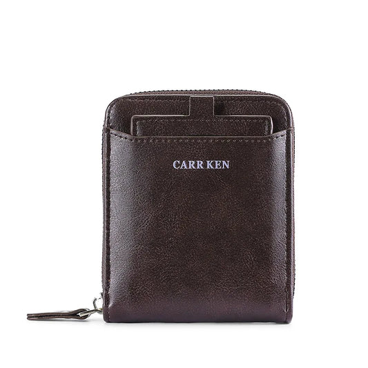 RFID PU Leather Trifold Wallet - Retro Design with ID Window & Card Holder