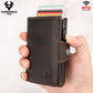 Smart Pop Up RFID Card Wallet - Genuine Leather Slim Card Case with Coin Purse