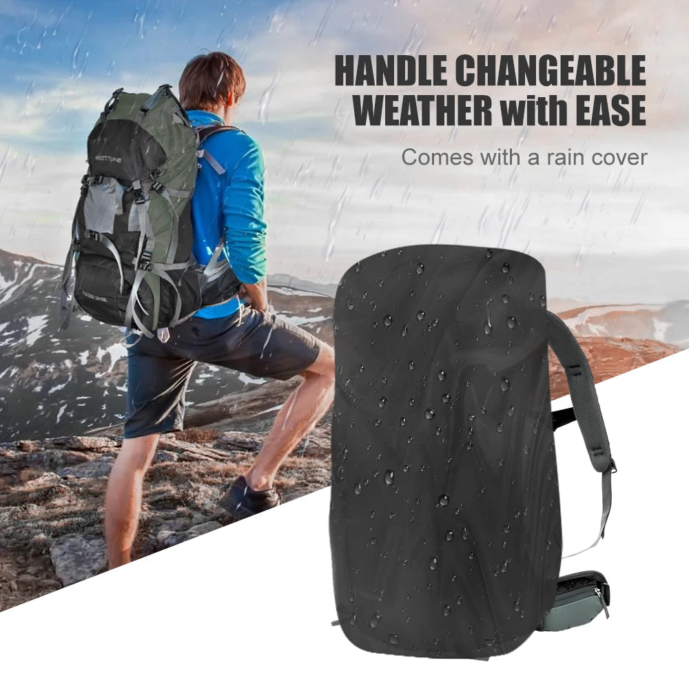60L Explorer Internal Frame Backpack with Rain Cover - Hiking Camping Travel Pack