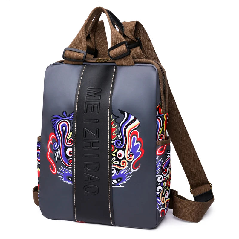 Fashion Designer Canvas Rucksack - Large Travel and School Backpack for Women and Students