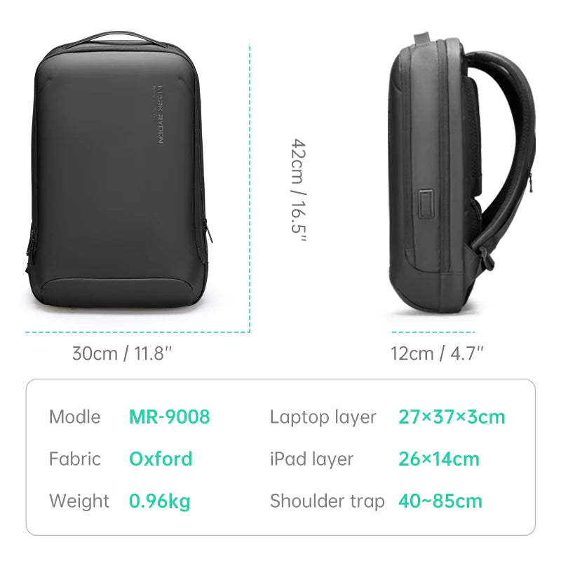 Minimalist Business Backpack with Hard Shell Front - 15.6 Inch Laptop Bag