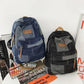 Trendy Cool Patch Denim Backpack - Large Capacity College Laptop Bag