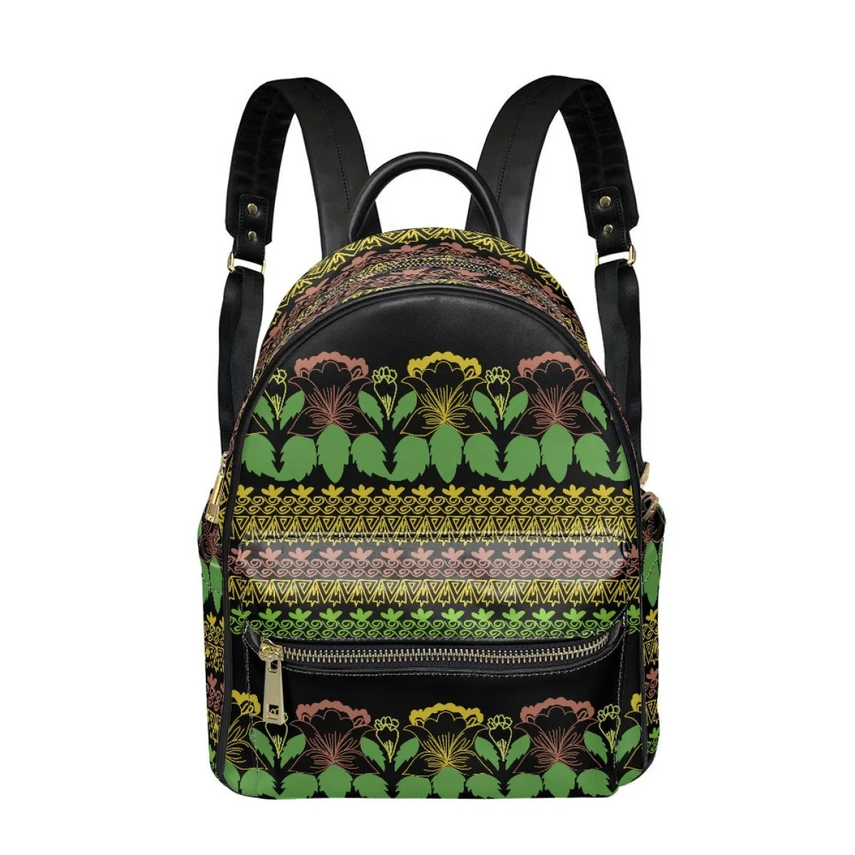 Fashion Floral Print PU Leather Backpack - Stylish Bag for Women and Teenage Girls
